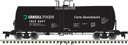Atlas Model Railroad 20004989 HO Scale Trinity 17,600-Gallon Corn Syrup Tank Car - Ready to Run -- Cargill Foods #6687 (black, green; Corn Sweeteners)