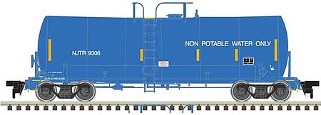 Atlas Model Railroad 20004997 HO Scale Trinity 17,600-Gallon Corn Syrup Tank Car - Ready to Run -- NJ Transit #9306 (blue, Yellow Conspicuity Markings; Water Service)