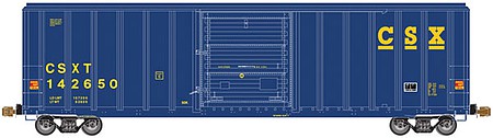 Atlas Model Railroad 20005497 HO Scale FMC 5347 Single-Door Boxcar - Ready to Run -- CSX 142650 (blue, yellow)