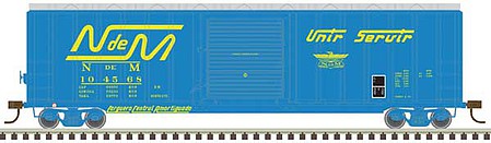 Atlas Model Railroad 20005642 HO Scale Berwick 50' Boxcar - Ready to Run - Master(R) -- Nacionales de Mexico #104279 (blue, yellow; Large Logo, "Unir Servir" Slogan)