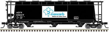 Atlas Model Railroad 20005774 HO Scale ACF 3-Bay Cylindrical Hopper - Ready to Run -- Cancarb ACFX 60242 (black, blue)