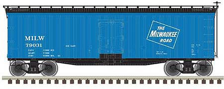 Atlas Model Railroad 20005844 HO Scale 40' Wood Reefer - Ready to Run - Master(R) -- Milwaukee Road 79031 (blue, black, Ice Service)