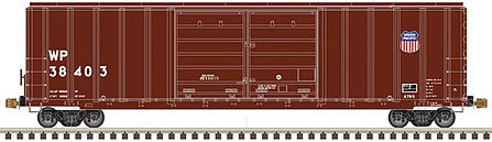 Atlas Model Railroad 20005872 HO Scale FMC 5077 50' Double-Door Boxcar with Centered Doors - Ready to Run - Master(R) -- Union Pacific WP 38401 (Boxcar Red, white)