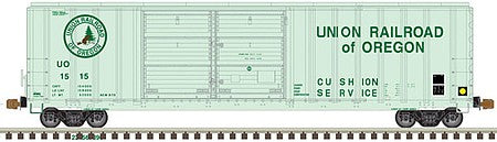 Atlas Model Railroad 20005878 HO Scale FMC 5077 50' Double-Door Boxcar with Offset Doors - Ready to Run - Master(R) -- Union Railway of Oregon 1512 (green)