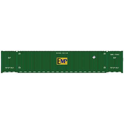 Atlas Model Railroad 20005946 HO Scale CIMC 53' Cargo Container 3-Pack - Ready to Run - Master(R) -- EMP Set 2 (273368, 273389, 273453, green, white stripes)