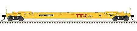 Atlas Model Railroad 20005996 HO Scale Gunderson 48' All-Purpose Well Car - Ready to Run -- TTX 456301 (yellow, black, red, Next Load Any Road Slogan)