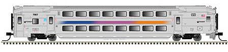 Atlas Model Railroad 20006110 HO Scale Multi-Level Commuter Cab Car - Ready to Run - Master(R) -- New Jersey Transit 7022 (silver, magenta, orange, blue)