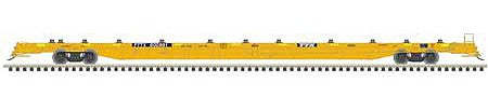 Atlas Model Railroad 20006116 HO Scale ACF 89' F89-J Flatcar with Deck Risers - Ready to Run -- PTTX 601144 (2000s yellow, black, Conspicuity Stripes)