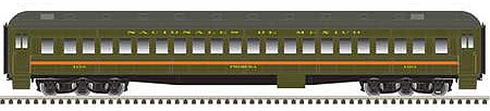 Atlas Model Railroad 20006160 HO Scale Heavyweight Single-Window Coach - Ready to Run - Master(R) -- Nacionales de Mexico 4192 (Pullman Green, gray, orange)
