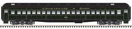 Atlas Model Railroad 20006170 HO Scale Heavyweight Paired-Window Coach - Ready to Run - Master(R) -- Chesapeake and Ohio 693 (Pullman Green, black)