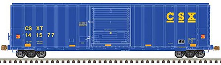 Atlas Model Railroad 20006205 HO Scale FMC 5077 Single-Door Boxcar - Ready to Run -- CSX 141539 (blue, yellow Conspicuity Stripes)