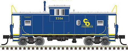 Atlas Model Railroad 20006220 HO Scale Extended-Vision Caboose - Ready to Run - Master(R) -- Chesapeake & Ohio 3209 (blue, yellow, Progress Logo)