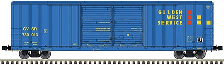 Atlas Model Railroad 20006295 HO Scale FMC 5503 52' Double-Door Boxcar - Ready to Run - Master(R) -- Golden West Service 780013 (blue, yellow, red)
