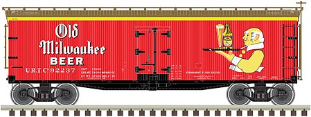 Atlas Model Railroad 20006328 HO Scale 40' Wood Reefer - Ready to Run -- Old Milwaukee 92237 (red, brown, white, yellow)