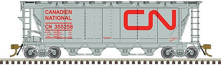 Atlas Model Railroad 20006360 HO Scale Slab-Side Covered Hopper - Ready to Run - Master(R) -- Canadian National #355151 (12-Hatch; gray, red; Noodle Logo)