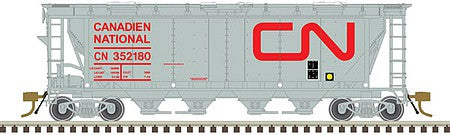 Atlas Model Railroad 20006365 HO Scale Slab-Side Covered Hopper - Ready to Run - Master(R) -- Canadian National #352466 (6-Hatch; gray, red)