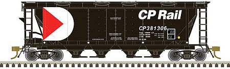 Atlas Model Railroad 20006369 HO Scale Slab-Side Covered Hopper - Ready to Run - Master(R) -- Canadian Pacific 381277 (8 Hatch, black, red, white)