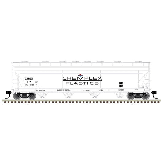 Atlas Model Railroad 20006377 HO Scale ACF 5250 Covered Hopper - Ready to Run - Master(R) Plus -- Chemplex Plastics CHEX 64 (white, blue, red)