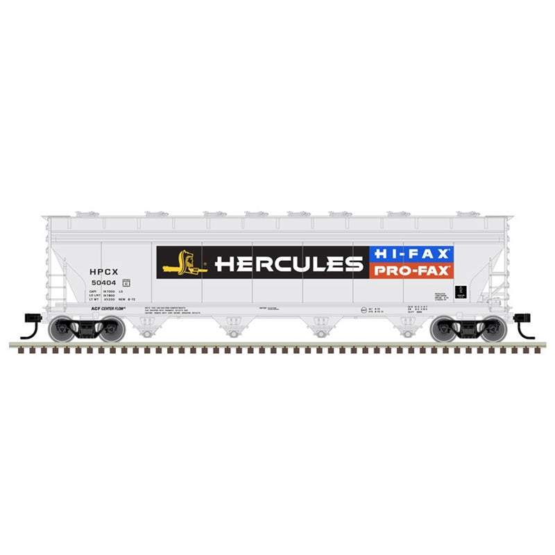 Atlas Model Railroad 20006388 HO Scale ACF 5250 Covered Hopper - Ready to Run - Master(R) Plus -- 20006388 Hercules Pro-Fax HPCX 50395 (red, blue, gray)