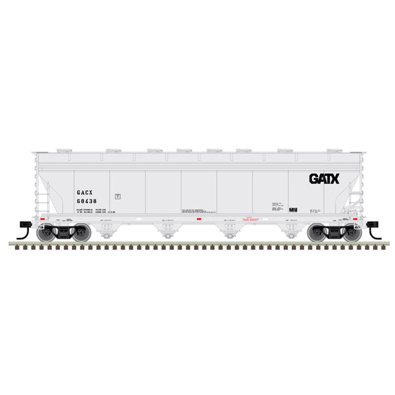 Atlas Model Railroad 20006393 HO Scale ACF 5250 Covered Hopper - Ready to Run - Master(R) Plus -- 20006393 General American GACX 60438 (gray, black)