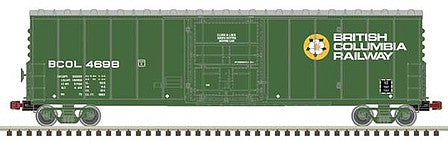 Atlas Model Railroad 20006535 HO Scale NSC 50' Newsprint Plug-Door Boxcar - Ready to Run -- British Columbia Railway BCOL 4696 (green, white, Dogwood Logo)