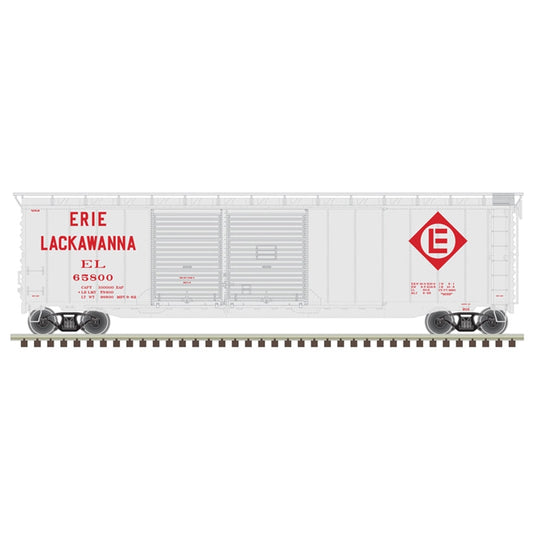 Atlas Model Railroad 20006577 HO Scale Postwar 50' Double-Door Boxcar - Ready to Run - Master(R) -- Erie Lackawanna 65800 (gray, maroon)