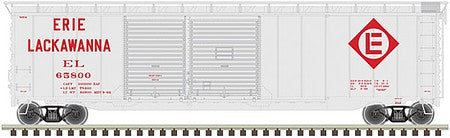 Atlas Model Railroad 20006578 HO Scale Postwar 50' Double-Door Boxcar - Ready to Run - Master(R) -- Erie Lackawanna 66410 (gray, maroon)