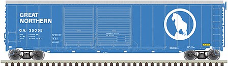 Atlas Model Railroad 20006580 HO Scale Postwar 50' Double-Door Boxcar - Ready to Run - Master(R) -- Great Northern 35809 (Big Sky Blue, white)