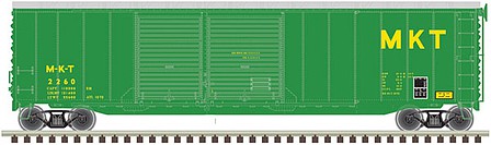 Atlas Model Railroad 20006587 HO Scale Postwar 50' Double-Door Boxcar - Ready to Run - Master(R) -- Missouri-Kansas-Texas 2229 (green, yellow)