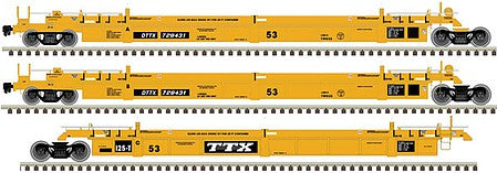 Atlas Model Railroad 20006620 HO Scale Thrall 53' 3-Unit Articulated Well Car - Ready to Run - Master(R) -- TTX 728674 (yellow, black)