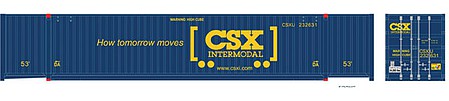 Atlas Model Railroad 20006660 HO Scale Jindo 53' 6-53-6 Roof Corrugated Container 3-Pack - Assembled - Master(R) -- CSX Set 6 232624, 232648, 232675 (blue, yellow, Boxcar Logo)