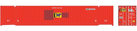 Atlas Model Railroad 20006664 HO Scale Jindo 53' 6-53-6 Roof Corrugated Container 3-Pack - Assembled - Master(R) -- EMP Set 2 200413, 200427, 200475 (ex-Hub, orange, yellow)