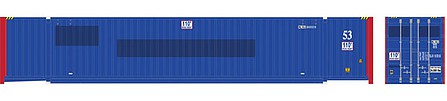 Atlas Model Railroad 20006670 HO Scale Jindo 53' 6-53-6 Roof Corrugated Container 3-Pack - Assembled - Master(R) -- Milestone MLNU Set 2 889872, 889883, 889897 (ex-Pacer, blue, red)