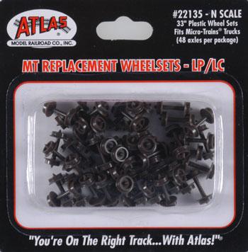Atlas Model Railroad 22135 N Scale Plastic 33" Low Profile Replacement Wheelsets -- For Micro-Trains(R) Trucks pkg(48)