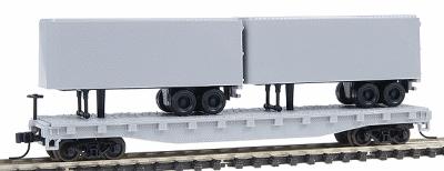Atlas Model Railroad 37400 N Scale Piggyback Flat Car w/2 Trailers -- Undecorated