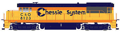 Atlas Model Railroad 40000587 N Scale GE U25B Phase 2a w/DCC - Master -- Chessie System/C&O #8118 (yellow, blue, vermillion)