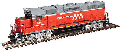 Atlas Model Railroad 40002755 N Scale EMD GP38 Low Nose, Dynamic Brakes w/DCC -- Vermont Railway #207 (red, gray)