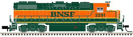 Atlas Model Railroad 40003590 N Scale EMD GP38-2 - Standard DC - Master(R) -- Burlington Northern Santa Fe #2277 (orange, green, Circle/Cross Logo)