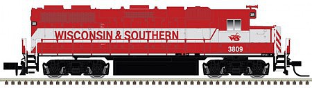 Atlas Model Railroad 40003604 N Scale EMD GP38-2 - Standard DC - Master(R) -- Wisconsin & Southern #3810 (red, gray)