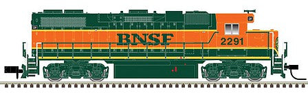 Atlas Model Railroad 40003614 N Scale EMD GP38-2 w/LokSound & DCC - Master(R) -- Burlington Northern Santa Fe #2277 (orange, green, Circle/Cross Logo)