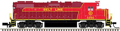 Atlas Model Railroad 40003623 N Scale EMD GP38-2 w/LokSound & DCC - Master(R) -- Norfolk & Portsmouth Belt Line #5260 (red, maroon, yellow)