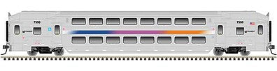 Atlas Model Railroad 40004055 N Scale Multi-Level Commuter Coach Trailer - Ready to Run -- New Jersey Transit 7542 (silver, magenta, orange, blue)