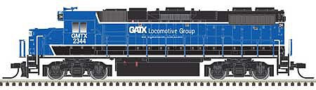 Atlas Model Railroad 40004843 N Scale EMD GP38-2 Phase II - LokSound and DCC -- GATX Leasing GMTX 2344 (black, blue)