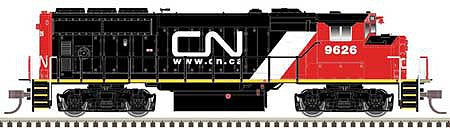 Atlas Model Railroad 40004887 N Scale GMDD GP40-2W - LokSound and DCC - Master(R) Gold -- Canadian National 9629 (black, white, red)