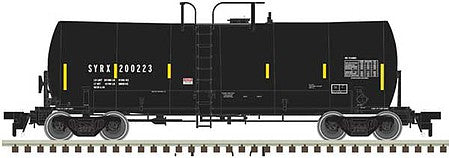 Atlas Model Railroad 50004104 N Scale Trinity 17,600-Gallon Corn Syrup Tank Car - Ready to Run -- SYRX 200177 (black, yellow Conspicuity Markings)
