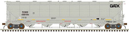 Atlas Model Railroad 50004343 N Scale Trinity 5660 PD Covered Hopper - Ready to Run -- TCMX 450173 (gray, GATX Logo, yellow Conspicuity Marks)