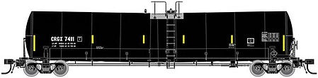 Atlas Model Railroad 50004364 N Scale Trinity 25,500-Gallon Tank Car (Cargill Version) - Ready to Run - Master(R) -- Cargill #7411 (UTCI Repaint; black, Yellow Conspicuity Marks)