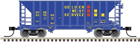 Atlas Model Railroad 50004538 N Scale Greenville 100-Ton 2-Bay Hopper - Ready to Run - Master(TM) -- Golden West Service GVSR #629627 (blue, yellow, red)