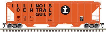 Atlas Model Railroad 50004599 N Scale PS-2 4427 3-Bay Covered Hopper - Ready to Run - Master(R) -- Illinois Central Gulf 745214 (orange, black, white, Billboard Lettering)