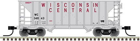 Atlas Model Railroad 50004608 N Scale Greenville 100-Ton 2-Bay Hopper - Ready to Run - Master(TM) -- Wisconsin Central 34027 (gray, maroon)